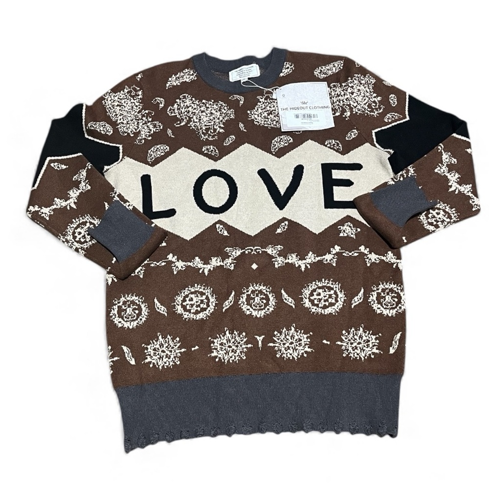 The Hideout Clothing Love Paisley knit Holiday Sweater Unisex